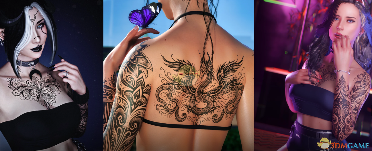 《赛博朋克2077》云墨妖龙纹身MOD