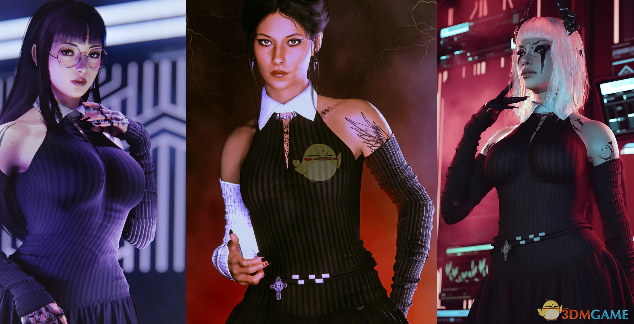 《赛博朋克2077》DXV哥特格纹连衣裙MOD