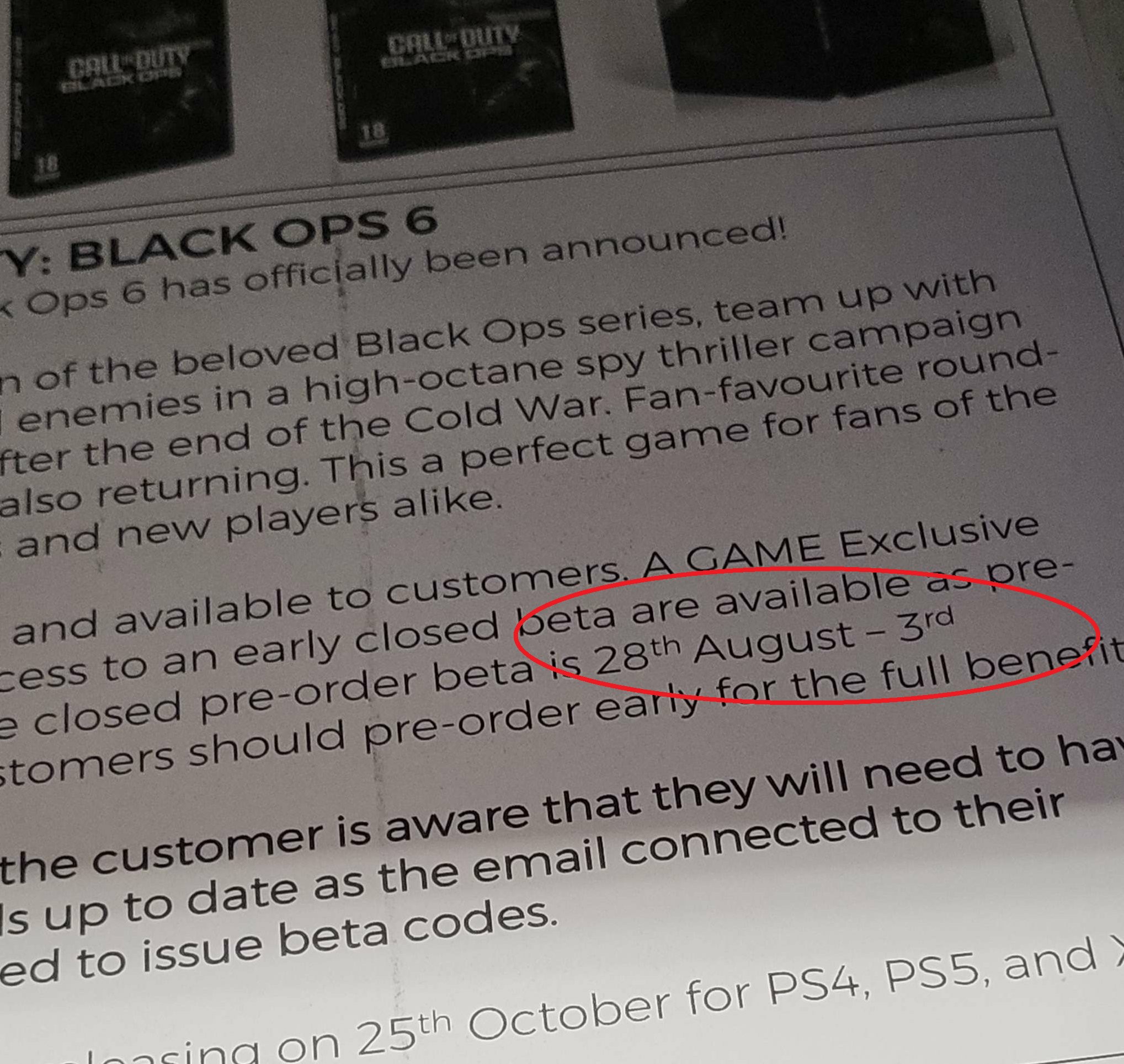 传闻：《使命召唤：黑色行动6》测试版将于8月底向预购玩家开放