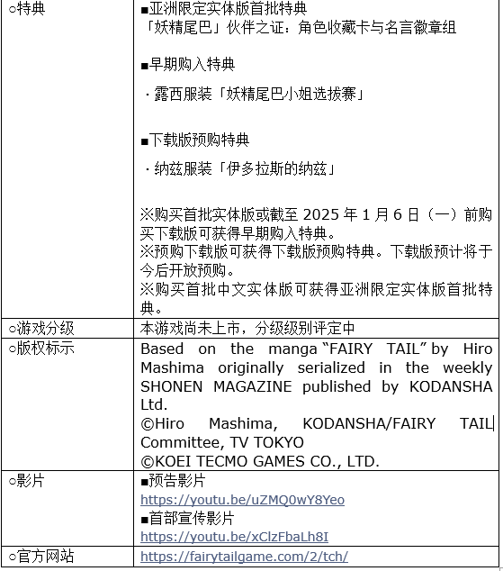 《妖精的尾巴2》2024年12月12日发售 首部宣传影片登场