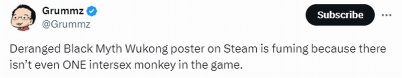 正確人士氣急敗壞發(fā)帖抵制《黑神話》：沒雙性戀角色