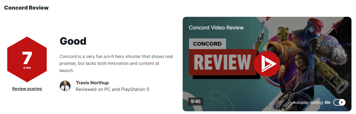 《Concord》IGN 7分 缺乏内容和创新、但值得保举
