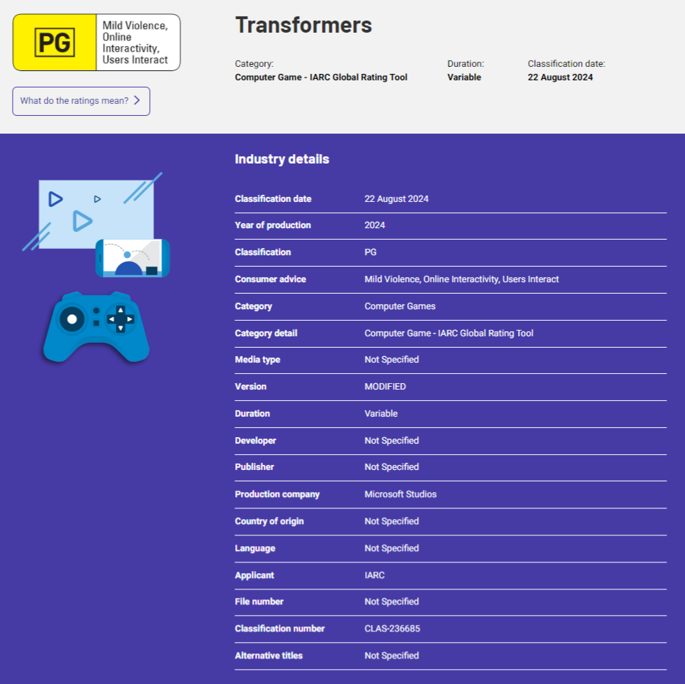 兩款《變形金剛》游戲在澳大利亞通過評級 均來自微軟工作室