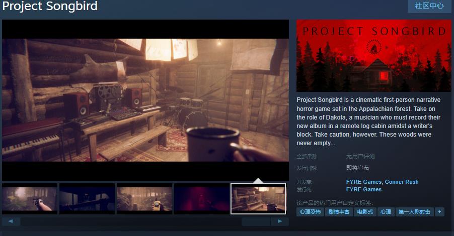 心理恐怖遊戲《Project Songbird》Steam頁面開放 發售日待定