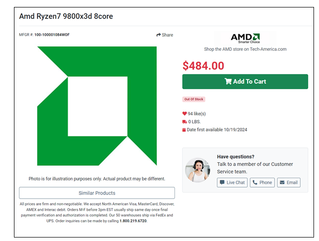 AMD锐龙7 9800X3D价格首次泄露 新一代游戏神U