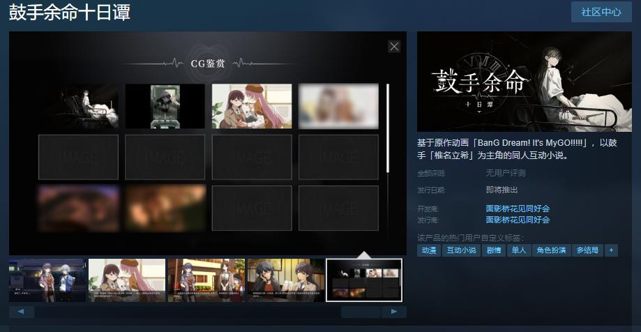 MyGo同人視覺小說《鼓手余命十日譚》Steam頁面上線 上線日期待定