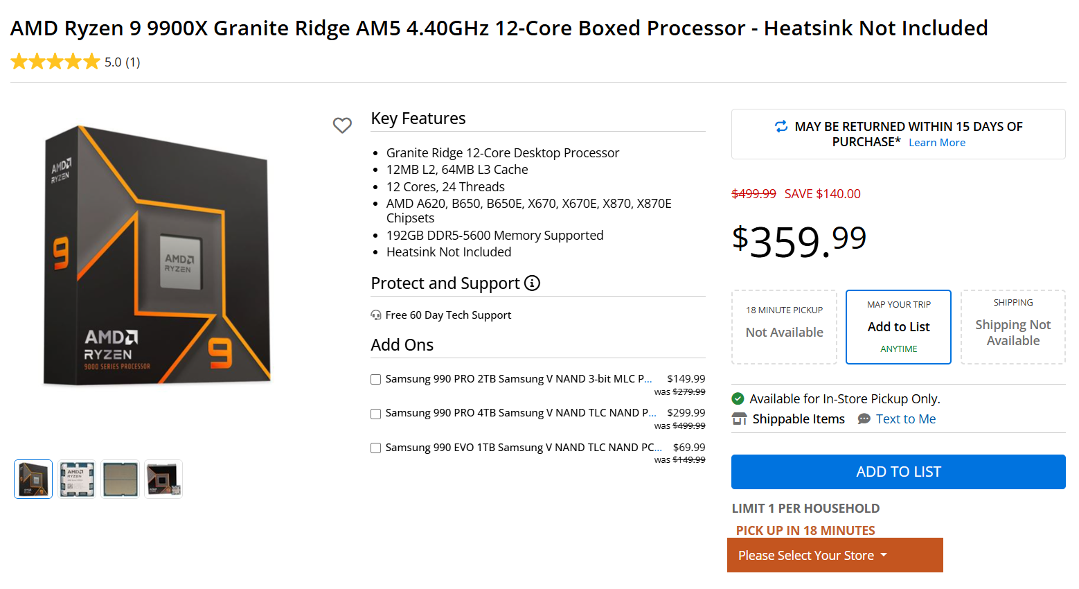 AMD锐龙9000系列CPU价格降至历史最低