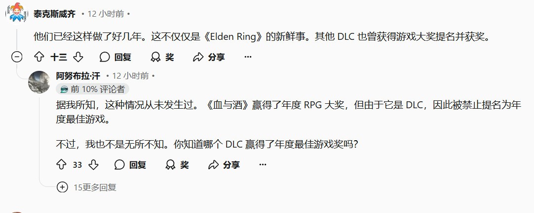 Reddit粉絲不滿DLC、復(fù)刻版游戲可提名年度游戲