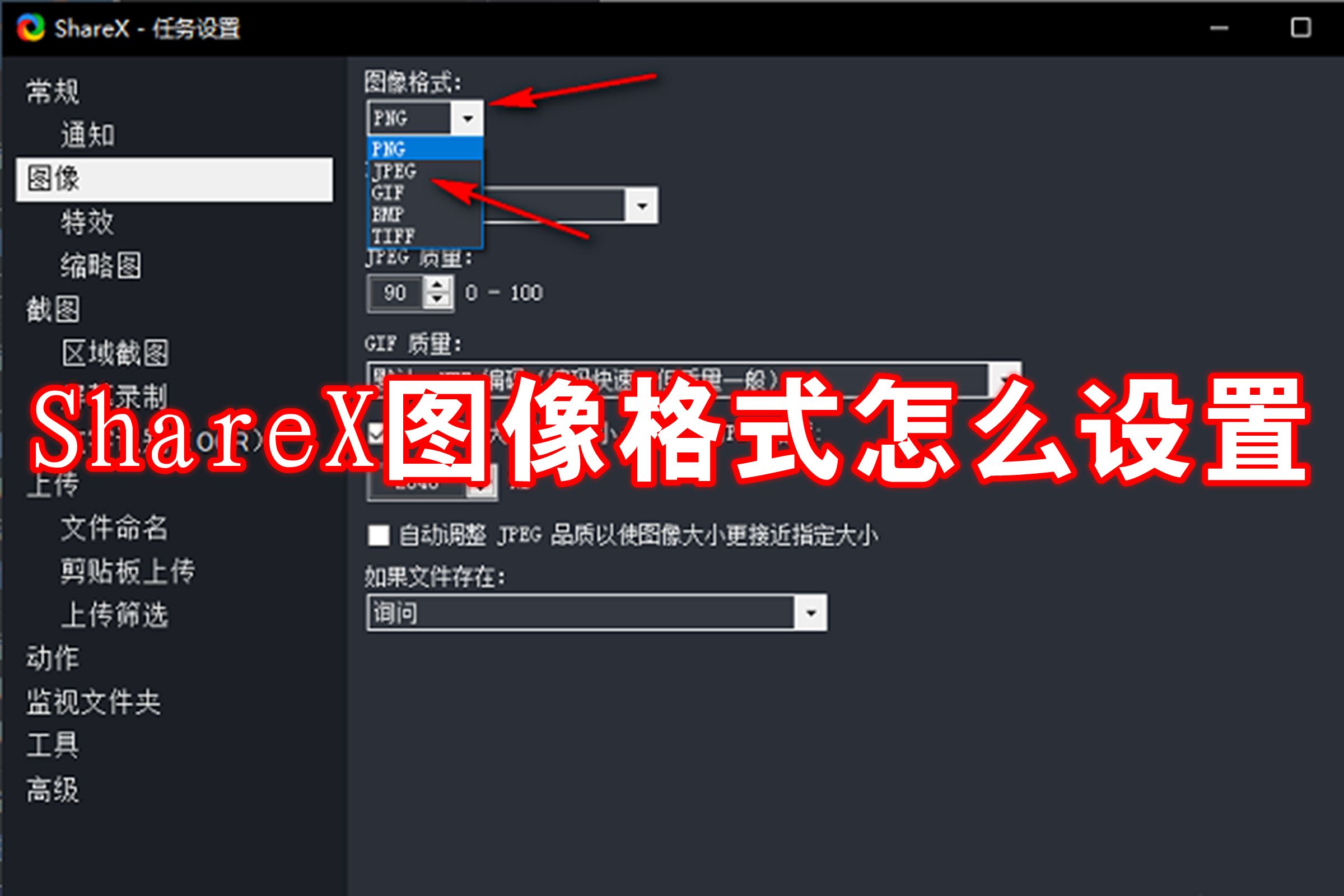 ShareX图像格式怎么设置