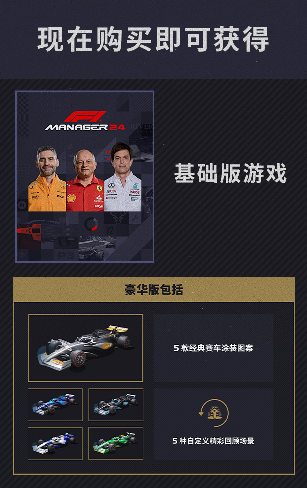 《F1車隊經(jīng)理2024》游戲豪華版內(nèi)容介紹