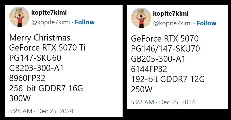 RTX5070/Ti完整规格曝光！RTX5070维持12GB显存