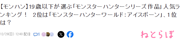 日媒邀請19歲以下玩家評選怪獵系列 XX登頂