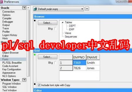 pl/sql developer中文乱码