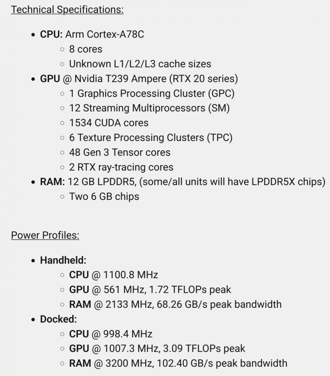 Switch 2运算性能泄露 是RTX 3060的四分之一