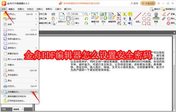 金舟PDF编辑器怎么设置安全密码