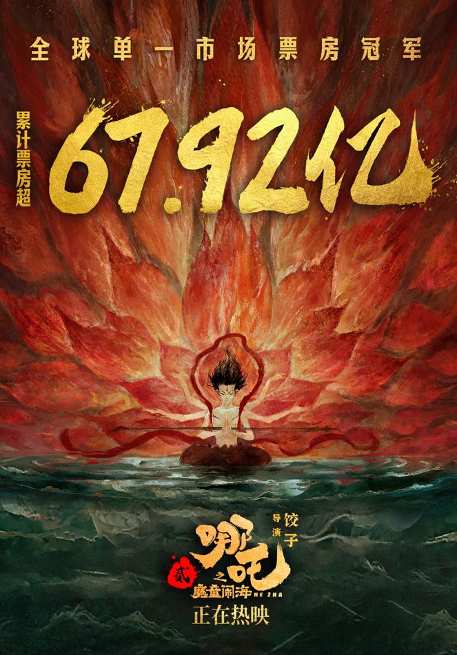 《哪吒之魔童闹海》票房超70亿 跻身全球影史票房前60