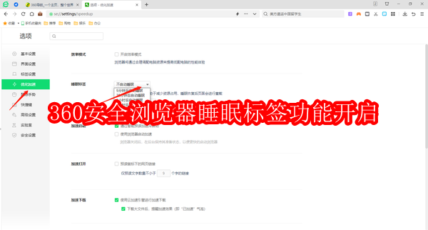 360安全浏览器睡眠标签功能如何开启