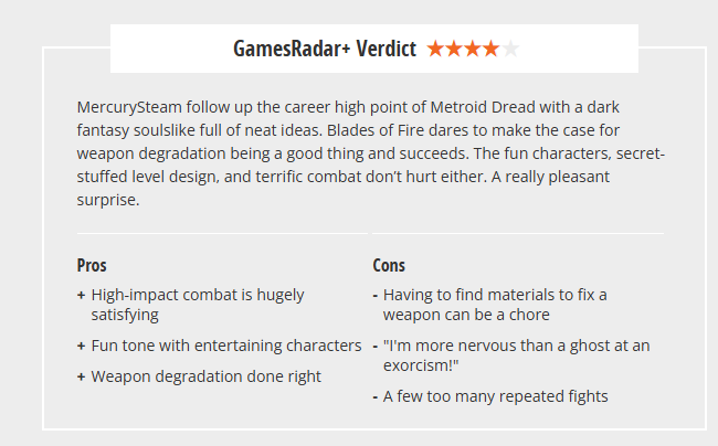 Gamesradar对《烈焰之刃》的高评价