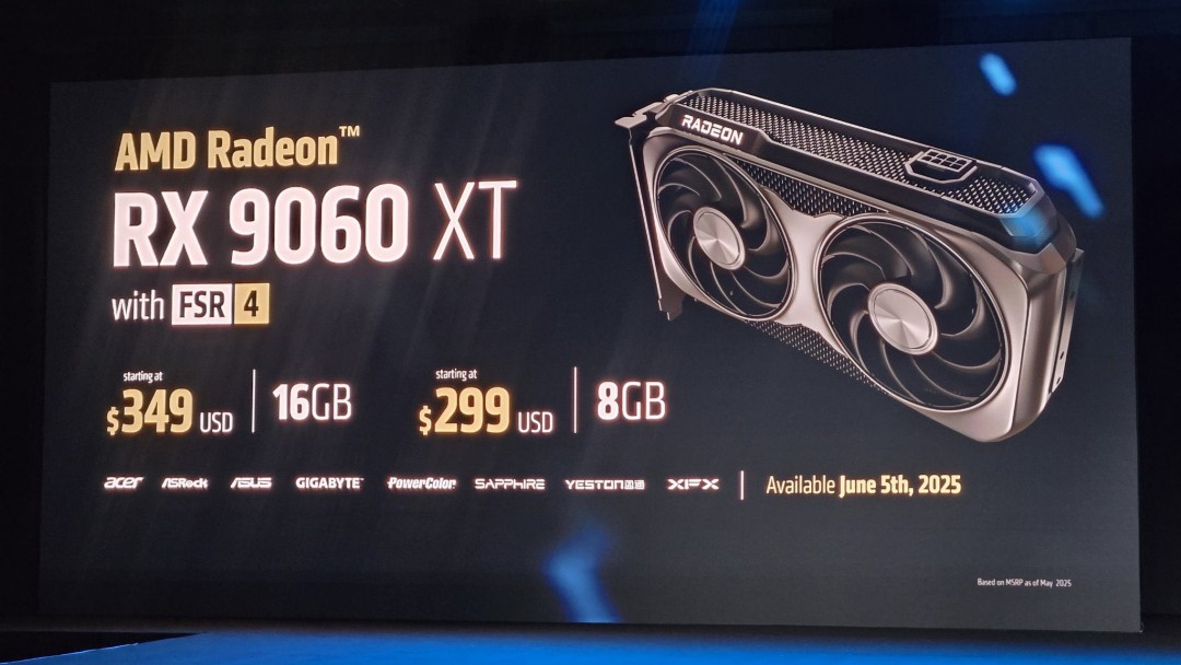 AMD Radeon RX 9060 XT 8/16GB定價2499/2899元
