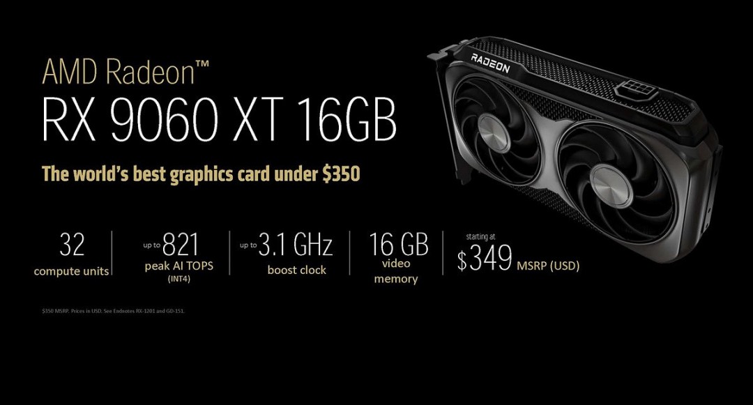 AMD Radeon RX 9060 XT 8/16GB定價2499/2899元