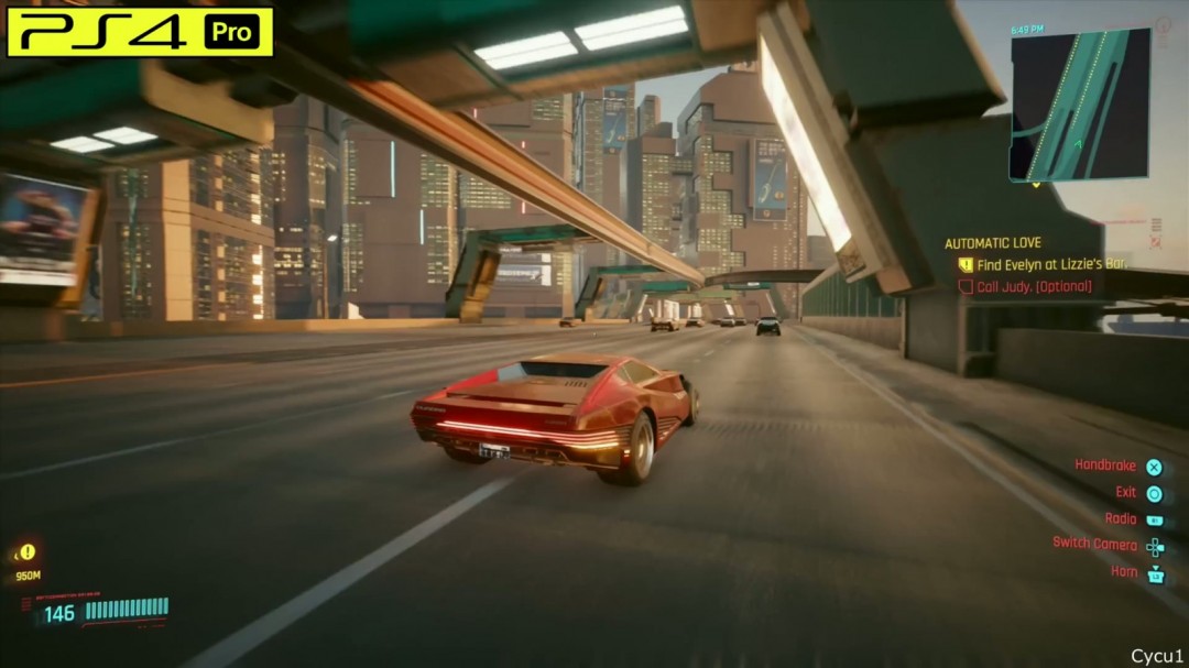 《赛博朋克2077》PS4 Pro和Switch 2画面对比