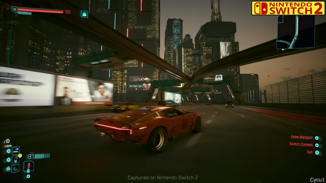 《赛博朋克2077》PS4 Pro和Switch 2画面对比