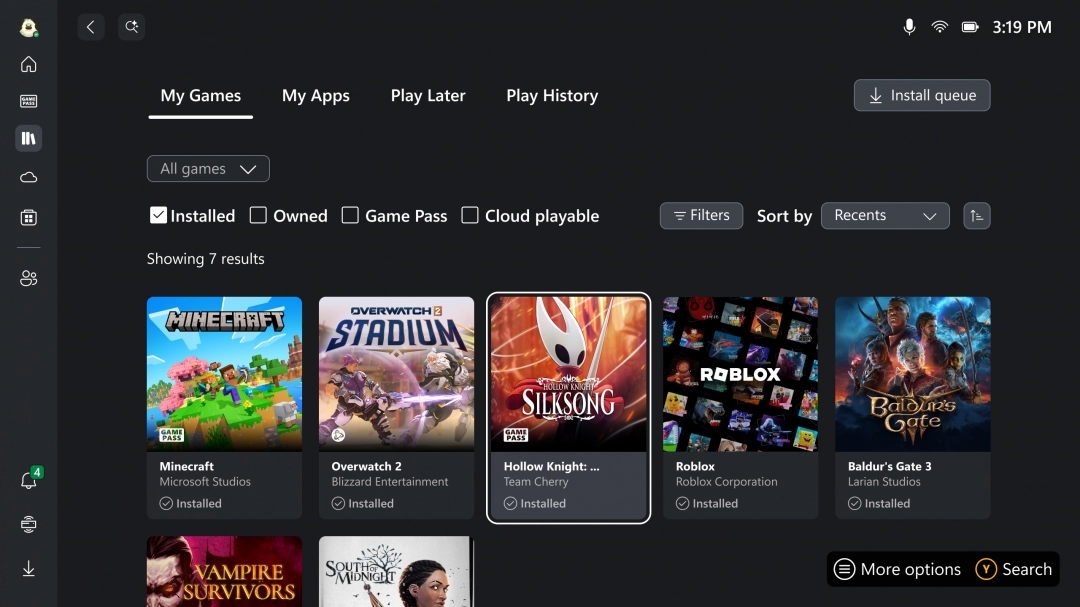 《空洞骑士：丝之歌》在Xbox App界面展示