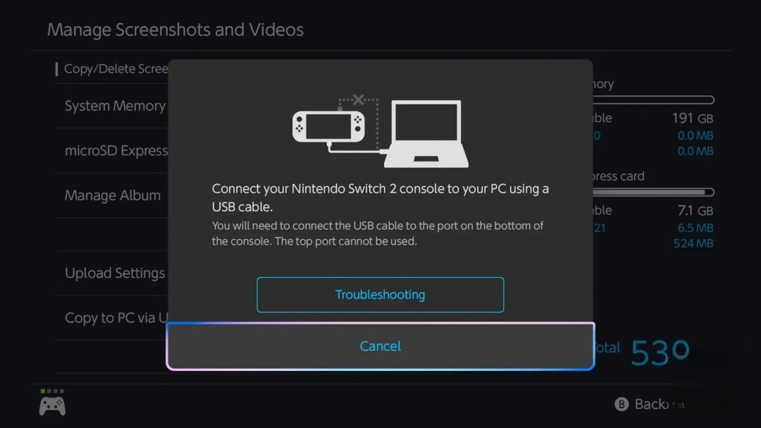 Switch2截圖直連PC傳輸 但USB端口使用存在隱藏限制