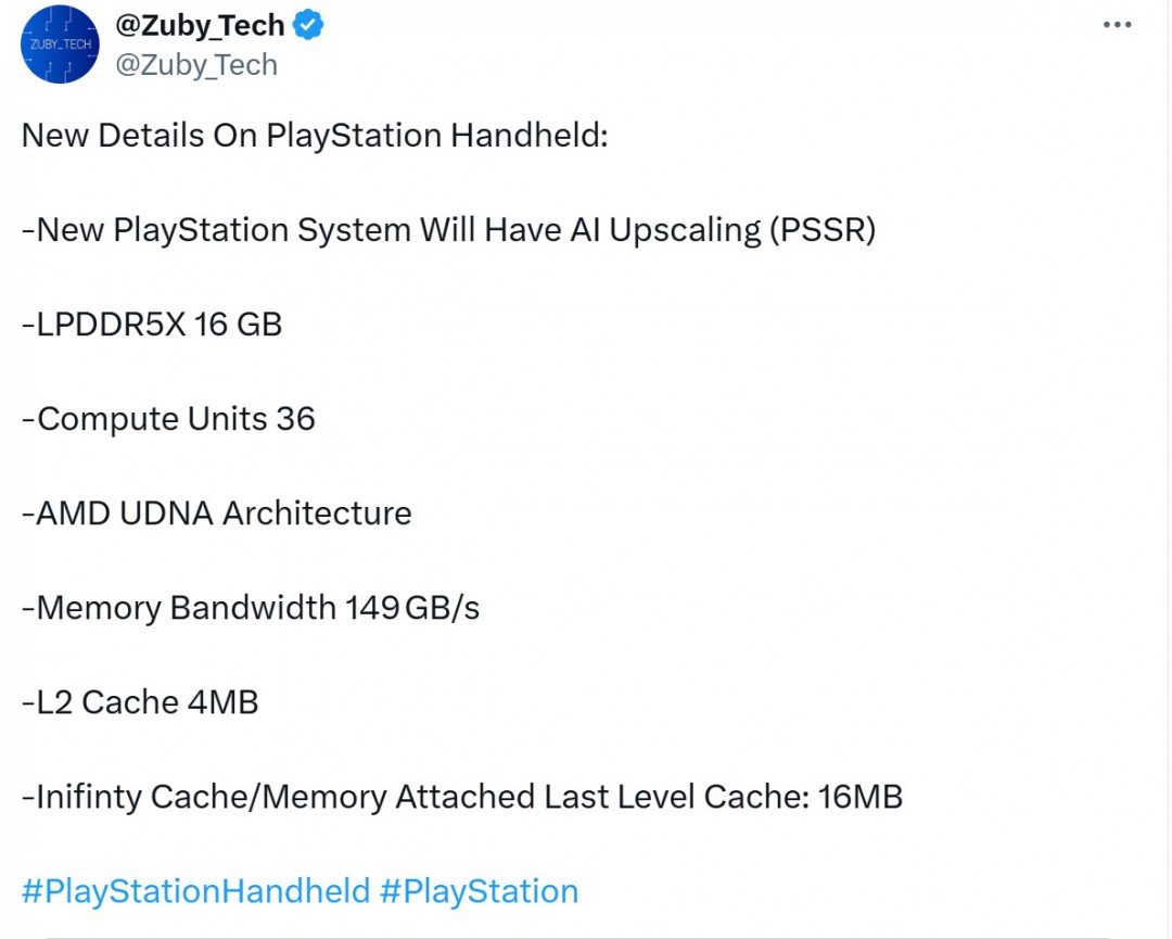 PlayStation掌機(jī)傳聞：將配備16GB LPDDR5X內(nèi)存、支持PSSR