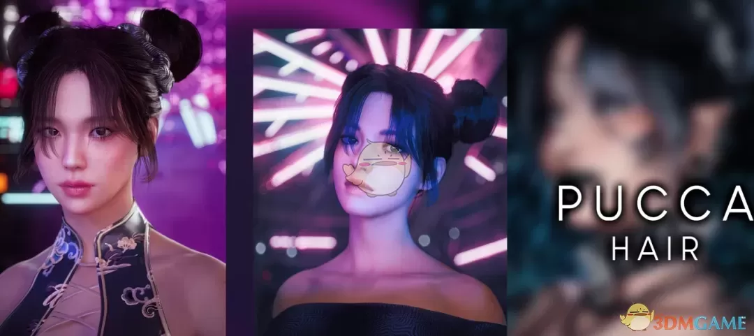 《赛博朋克2077》可爱的双包子发髻刘海MOD