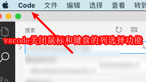 mac vscode怎么关闭鼠标和键盘的列选择功能