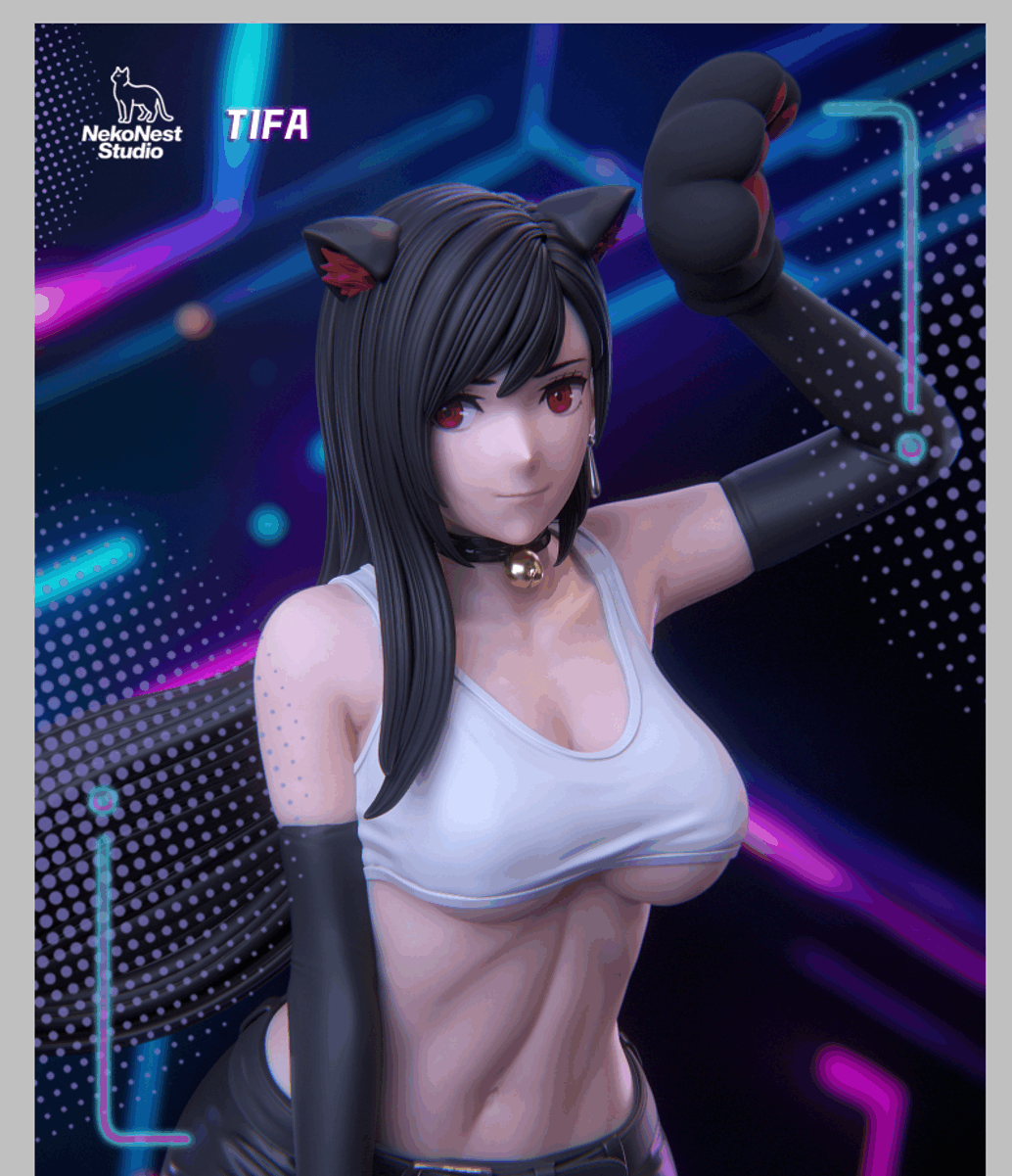 可爱猫娘！《最终幻想7》1/6蒂法雕像欣赏！