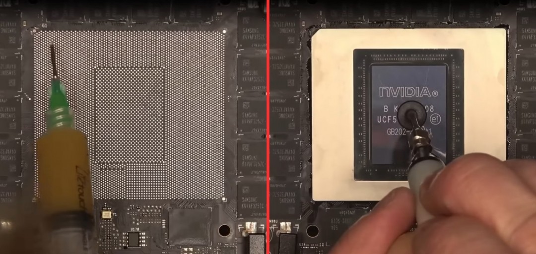  RTX5090惨烈变砖 PCB都裂了！居然修好 用了3根飞线