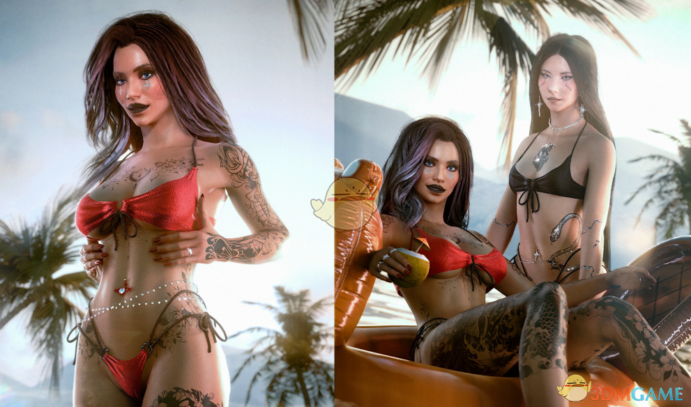 《赛博朋克2077》诱惑岛比基尼MOD