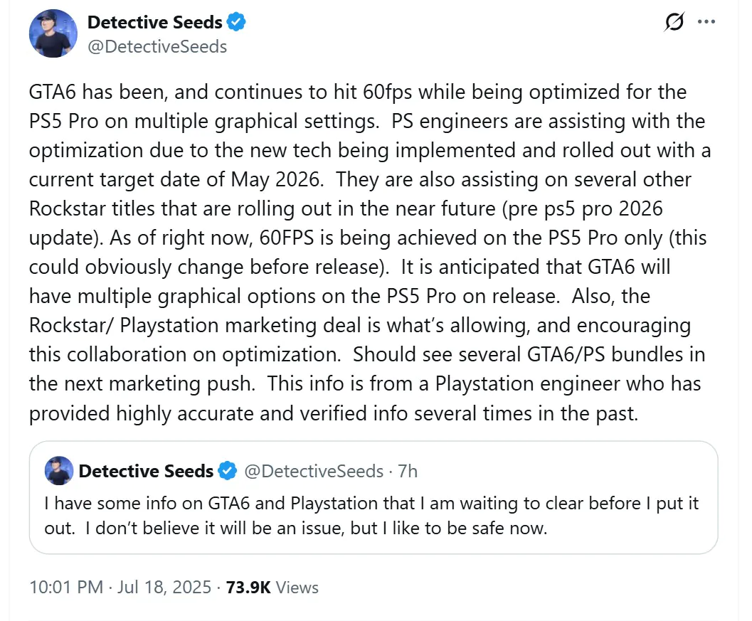 傳《GTA6》只有在PS5 Pro上才能跑60幀 SIE工程師正幫助優(yōu)化