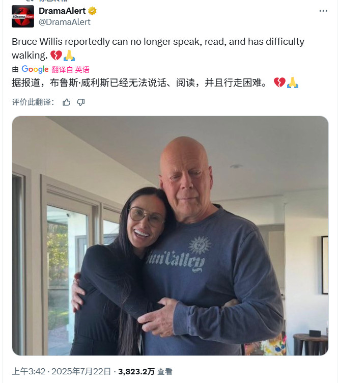 令人哀叹！70岁的布鲁斯·威利斯已无法说话和走路