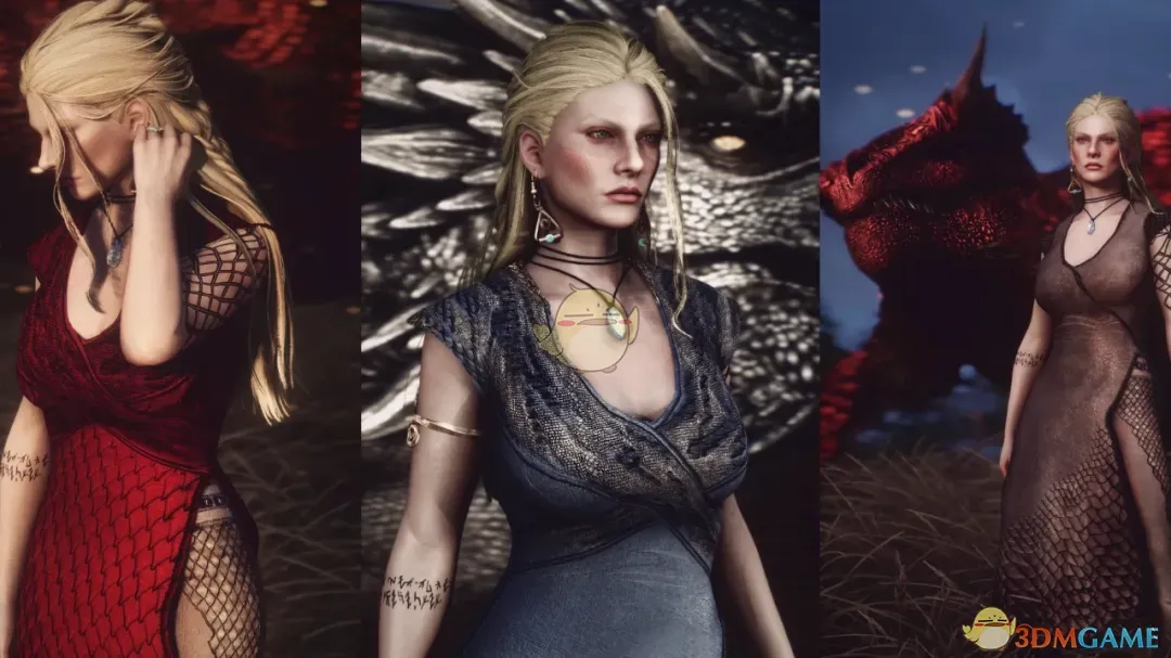 《上古卷轴5：天际重制版》权力的游戏龙母连衣裙MOD