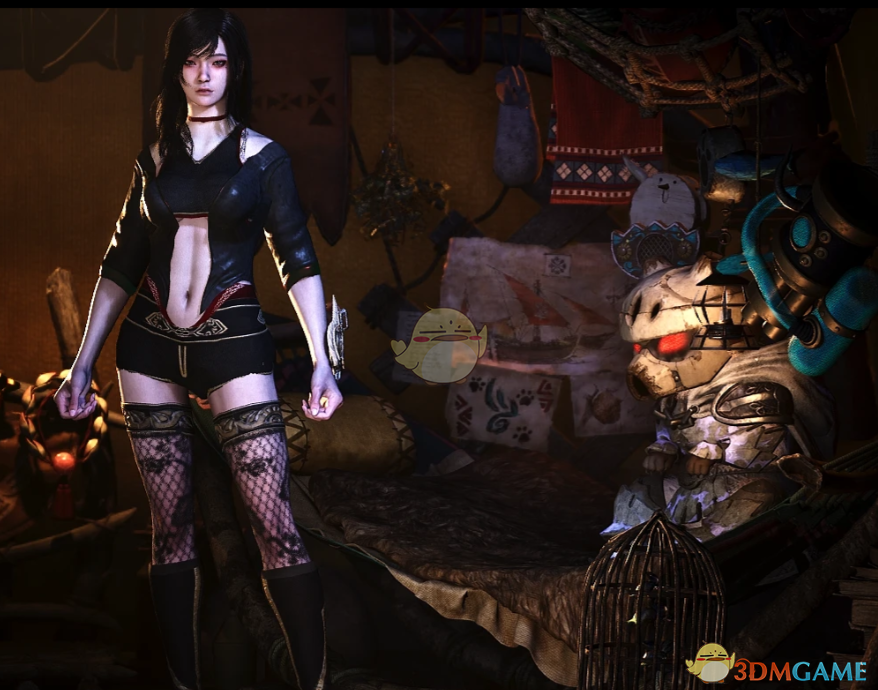 《怪物猎人：荒野》性感黑色紧身服MOD