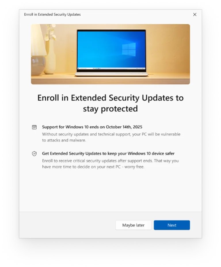 Windows 10将于下个月停止支持 但用户可以花钱更新
