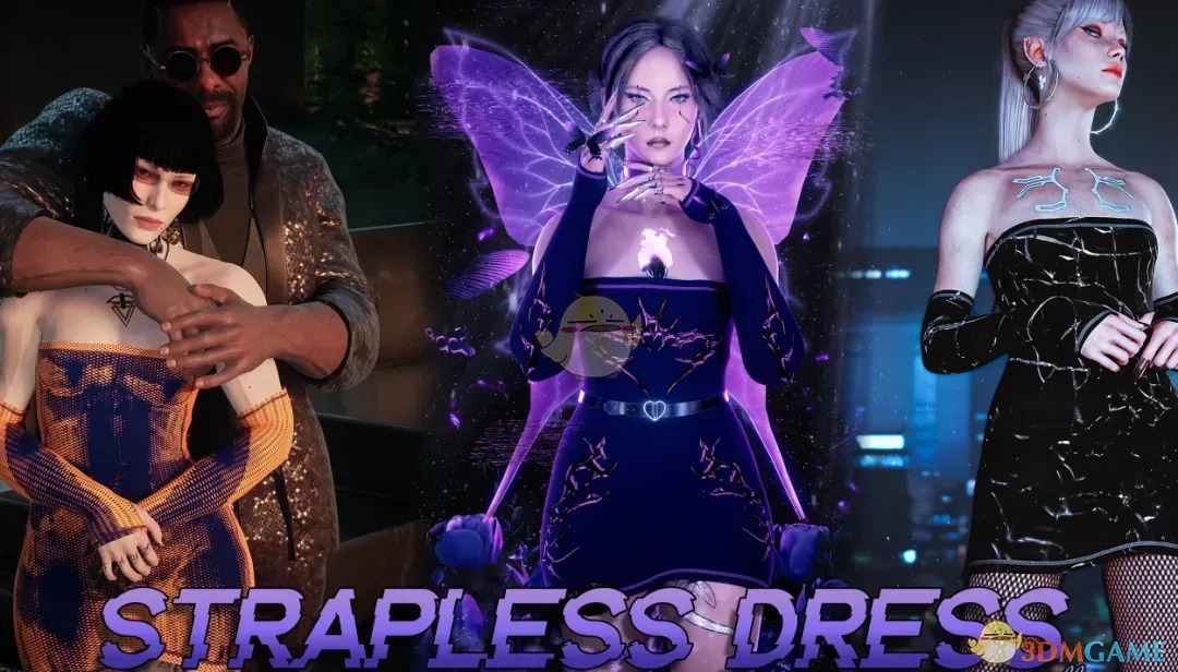 《赛博朋克2077》精致无肩带连衣裙MOD