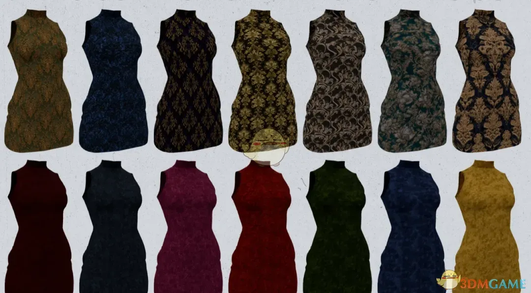 《赛博朋克2077》天鹅绒花纹连衣裙MOD