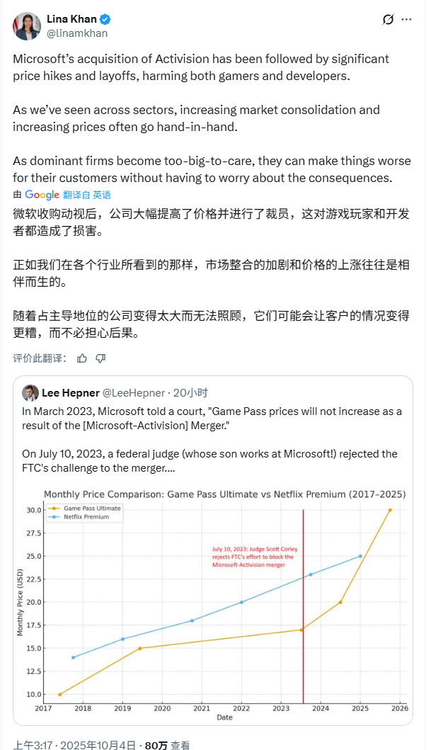 玩家翻旧账！微软收购动视暴雪时曾承诺Game Pass不会涨价