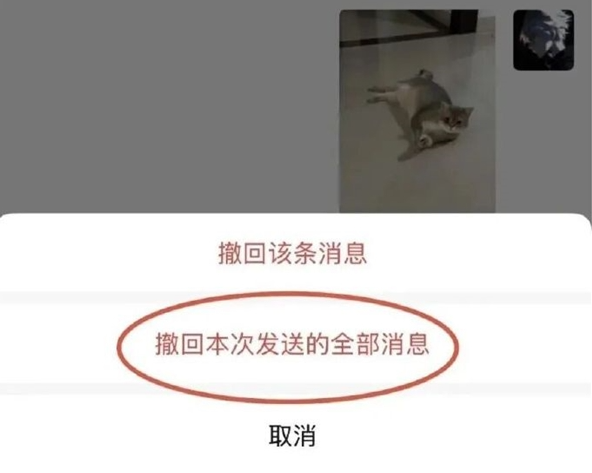 微信正在灰度測試“一次性撤回全部消息”功能