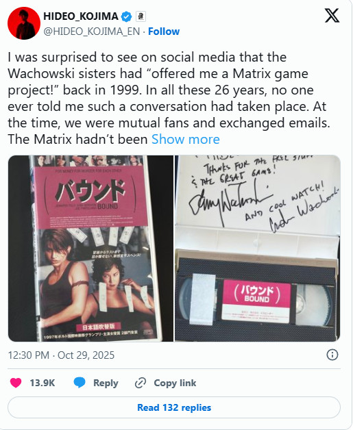 小岛回应《黑客帝国》游戏版:26年来从没人告诉过有这回事儿 2 小岛回应《黑客帝国》游戏版:26年来从没人告诉过有这回事儿