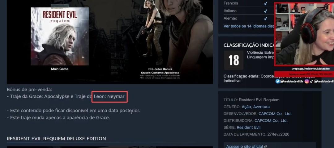 又上当了？ 巴西博主直播辟谣《生化危机9》豪华版里昂皮肤