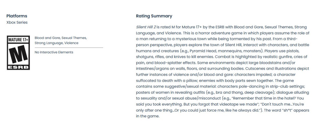 《寂静岭2:重制版》Xbox Series版已完成ESRB分级 2 《寂静岭2:重制版》Xbox Series版已完成ESRB分级