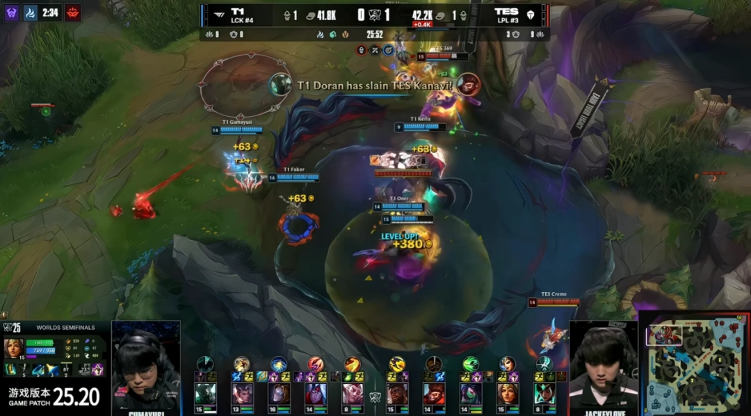 《英雄联盟》S15全球总决赛半决赛TES对阵T1战报：不在今天