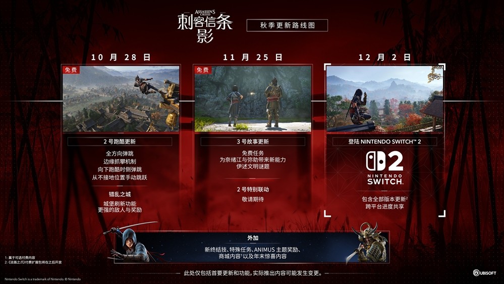 新内容 大丰收 《刺客信条：影》秋季更新一览