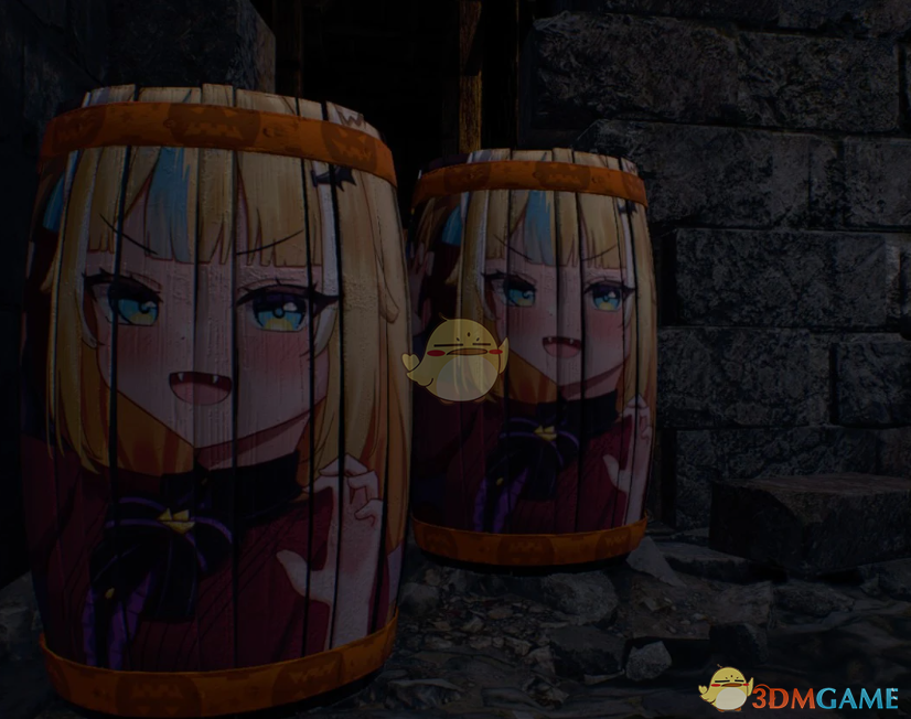 《生化危机4：重制版》虚拟主播鲨鱼子Saba万圣节木桶和盒子MOD