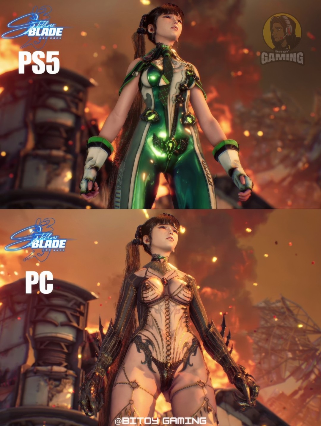 游戏角色在PS5和PC上服装对比 上了PC就由不得你